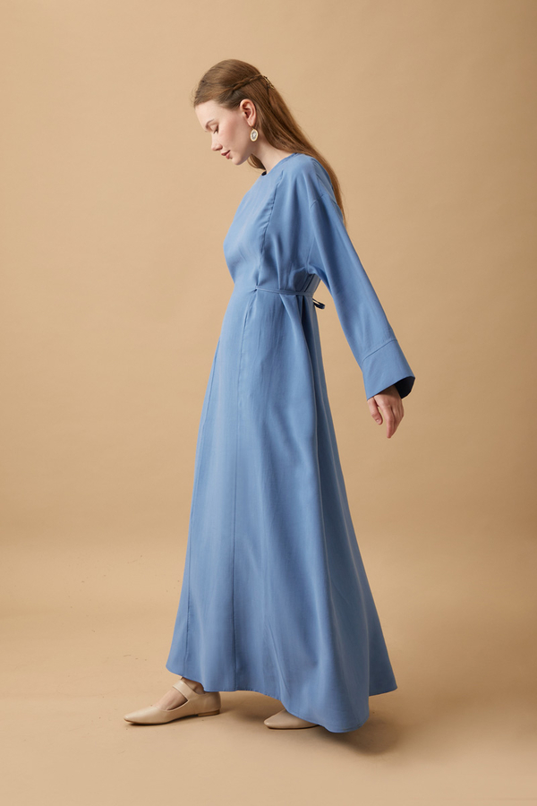 Ribbon Detail Dress Indigo  - 11