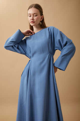 Ribbon Detail Dress Indigo  - 1