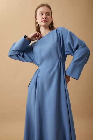 Ribbon Detail Dress Indigo  - 6