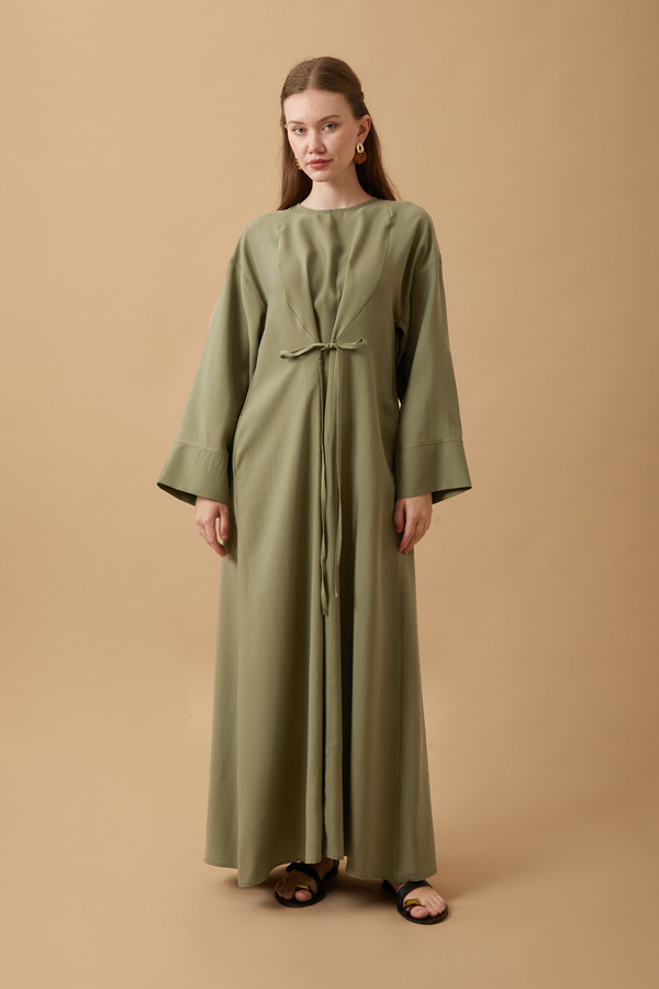 Ribbon Detail Dress Khaki 