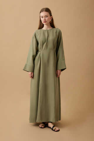 Ribbon Detail Dress Khaki - 7