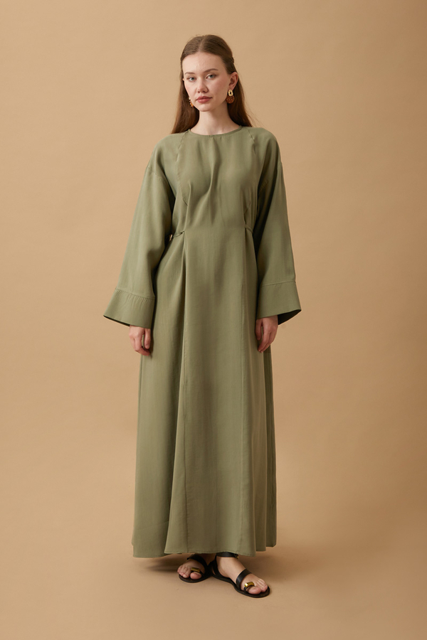 Ribbon Detail Dress Khaki - 7