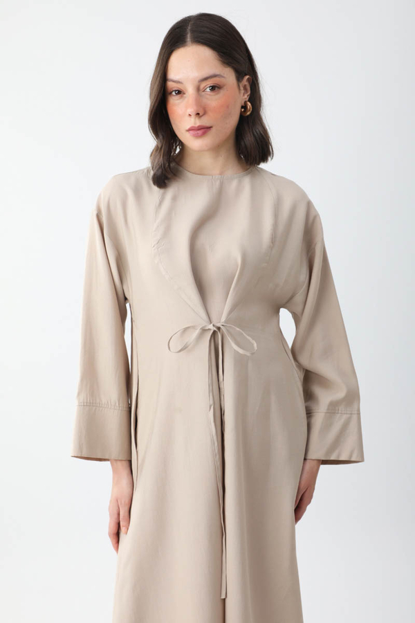 Ribbon Detail Dress Stone - 1