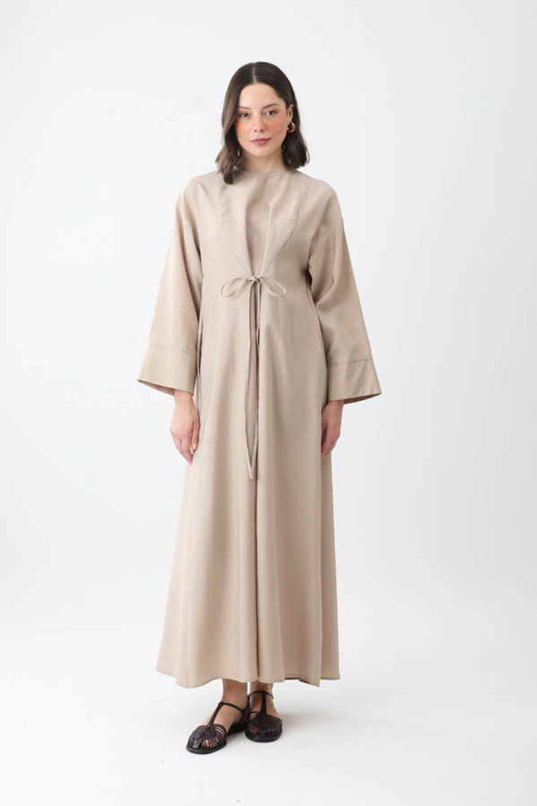 Ribbon Detail Dress Stone - 2