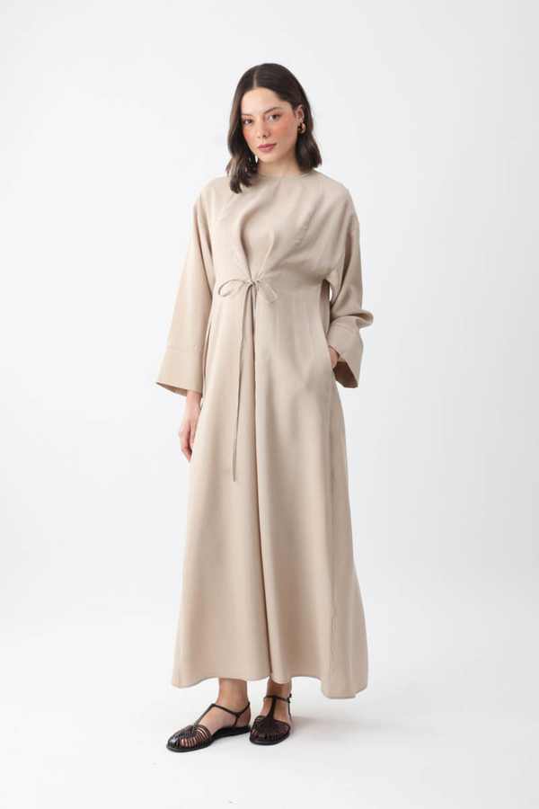 Ribbon Detail Dress Stone - 3