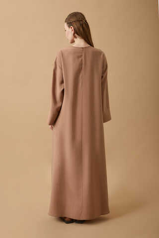 Ribbon Detail Dress Tan - 9