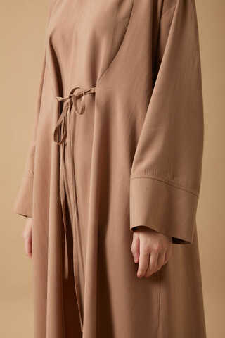 Ribbon Detail Dress Tan - 2