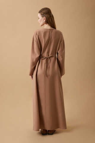 Ribbon Detail Dress Tan - 11
