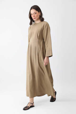 Ribbon Detail Dress Taupe  - 2