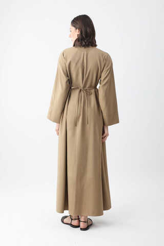 Ribbon Detail Dress Taupe  - 11