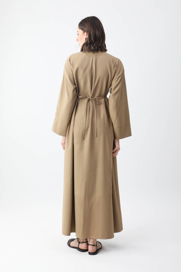 Ribbon Detail Dress Taupe - 11