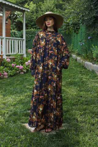 Robalı Desenli Elbise Lacivert - 1