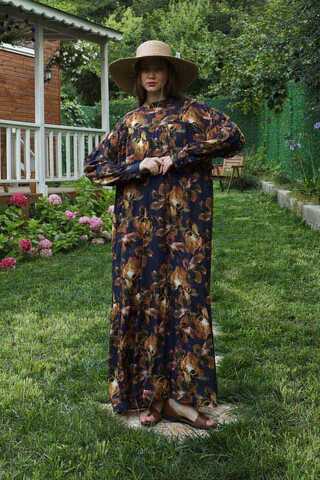 Robalı Desenli Elbise Lacivert - 3