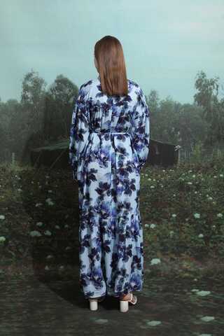 Robalı Desenli Elbise Mavi - 10