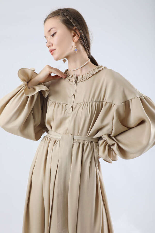 Robalı Saten Elbise Taş - 4