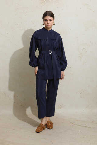 Robası Detaylı Tunik Takım Lacivert - 1