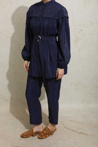 Robası Detaylı Tunik Takım Lacivert - 6