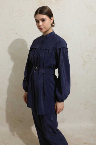 Robası Detaylı Tunik Takım Lacivert - 7