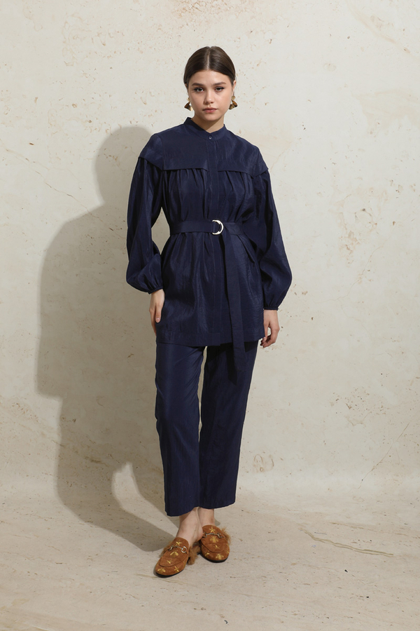 Robası Detaylı Tunik Takım Lacivert - 1