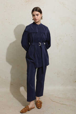 Robası Detaylı Tunik Takım Lacivert - 4