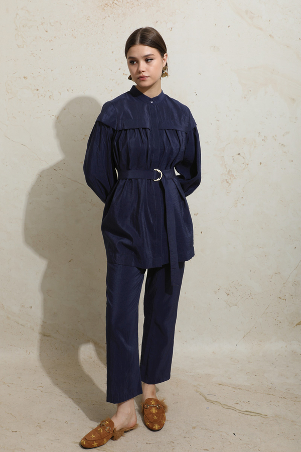 Robası Detaylı Tunik Takım Lacivert - 4