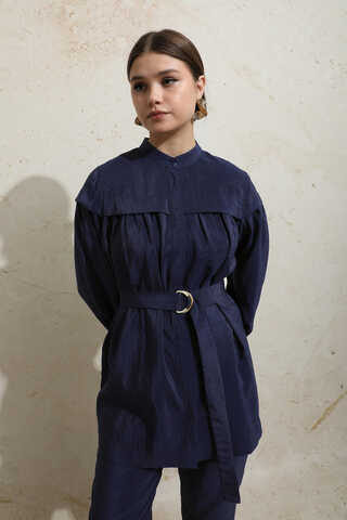 Robası Detaylı Tunik Takım Lacivert - 3