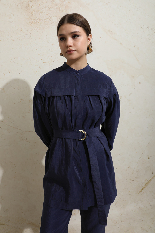 Robası Detaylı Tunik Takım Lacivert - 3