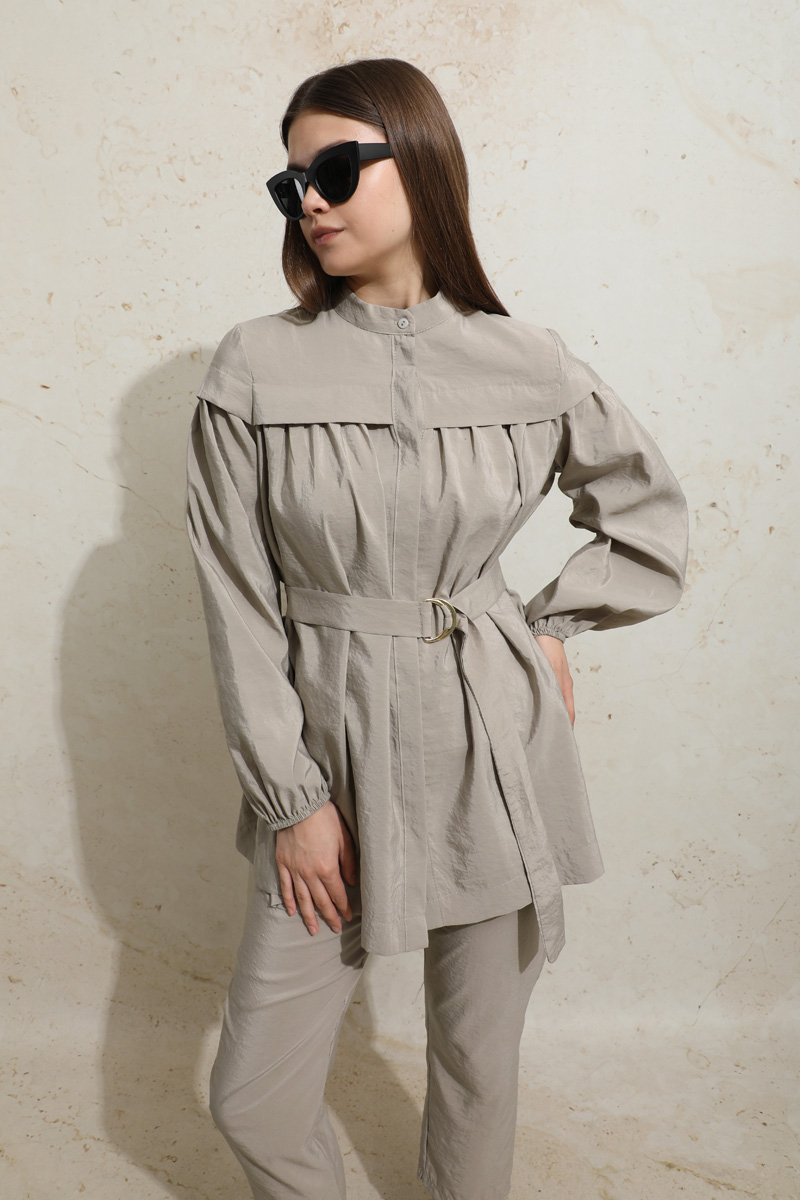 Robası Detaylı Tunik Takım Taş