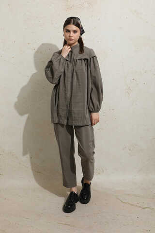 Robası Detaylı Tunik Takım Toprak - 4