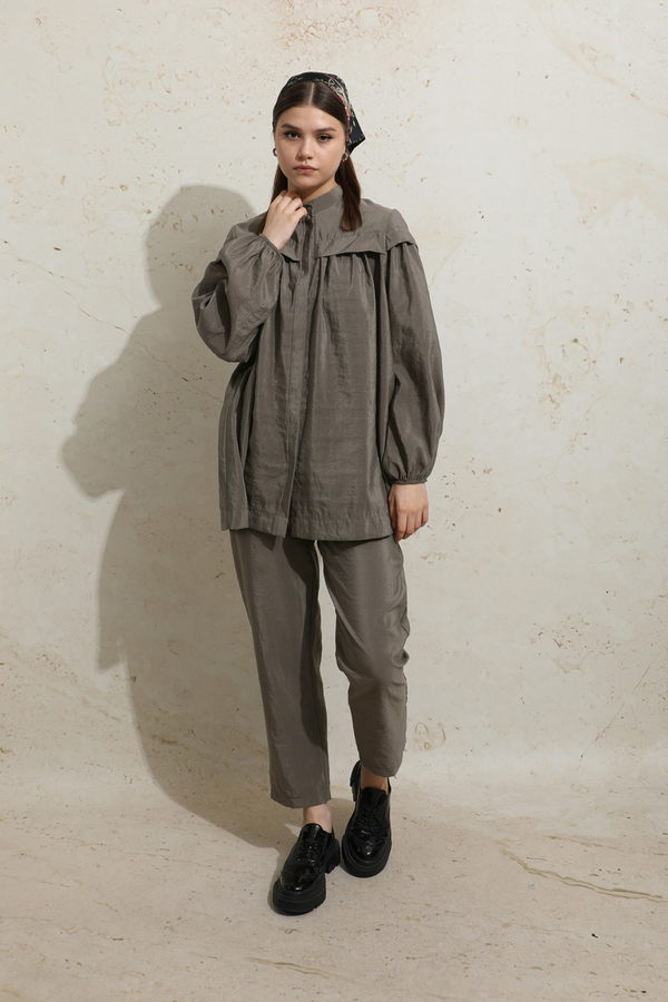 Robası Detaylı Tunik Takım Toprak - 4