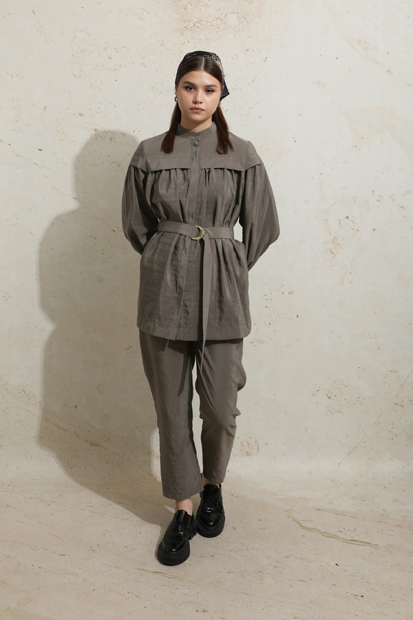 Robası Detaylı Tunik Takım Toprak - 6