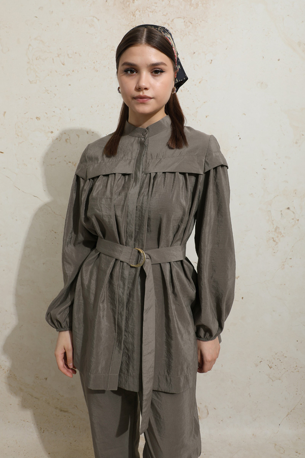 Robası Detaylı Tunik Takım Toprak - 3