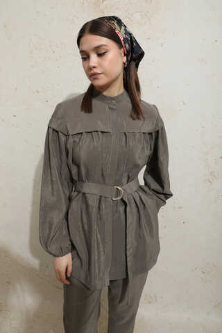 Robası Detaylı Tunik Takım Toprak - 5