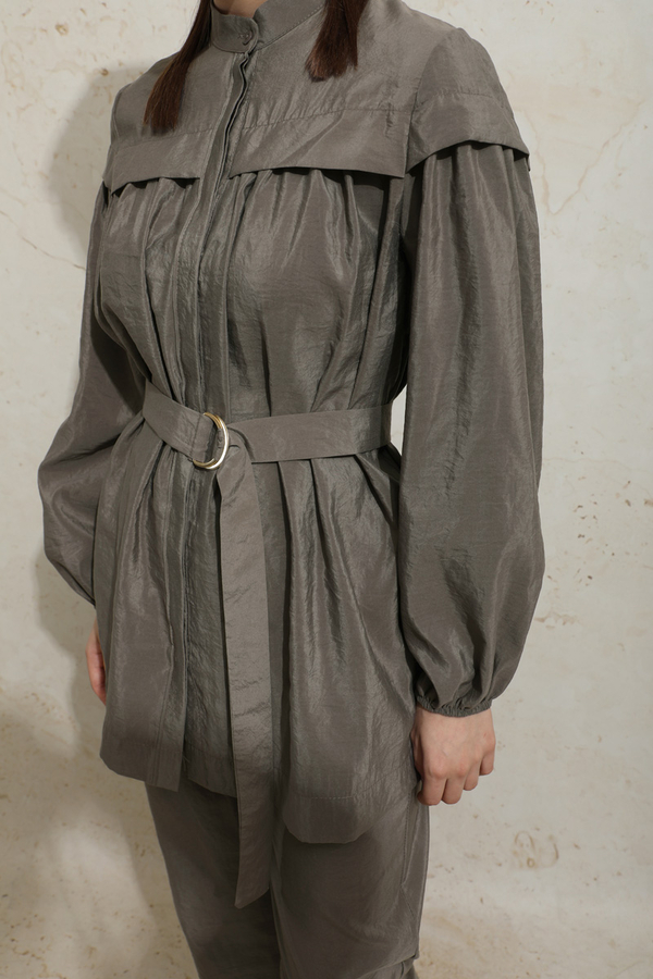 Robası Detaylı Tunik Takım Toprak - 7