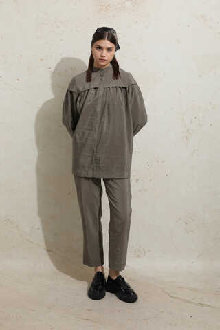 Robası Detaylı Tunik Takım Toprak - 1