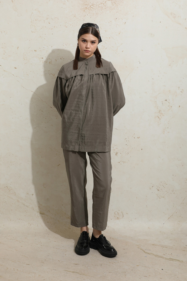 Robası Detaylı Tunik Takım Toprak - 1