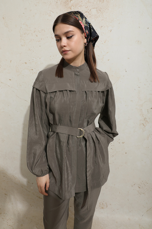 Robası Detaylı Tunik Takım Toprak - 5