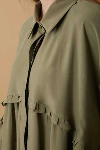 Robası Fırfır Detaylı Elbise Haki - 3