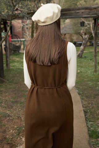 Round Neck Jumper Dress Brown - 10