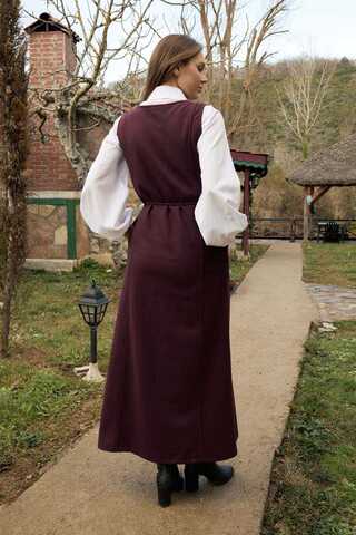 Round Neck Jumper Dress Burgundy - 10