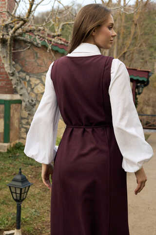 Round Neck Jumper Dress Burgundy - 8