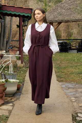 Round Neck Jumper Dress Burgundy - 5