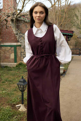 Round Neck Jumper Dress Burgundy - 7