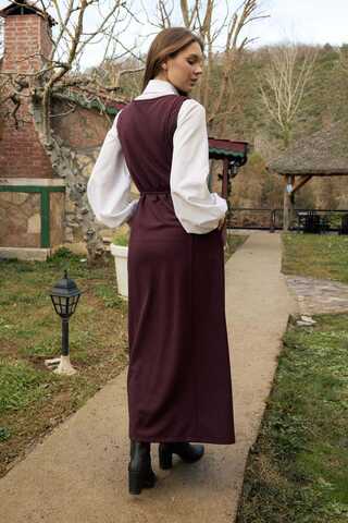 Round Neck Jumper Dress Burgundy - 9