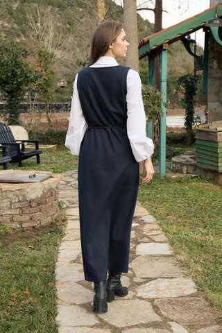 Round Neck Jumper Dress Navy - 4