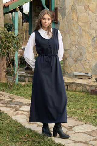 Round Neck Jumper Dress Navy - 1