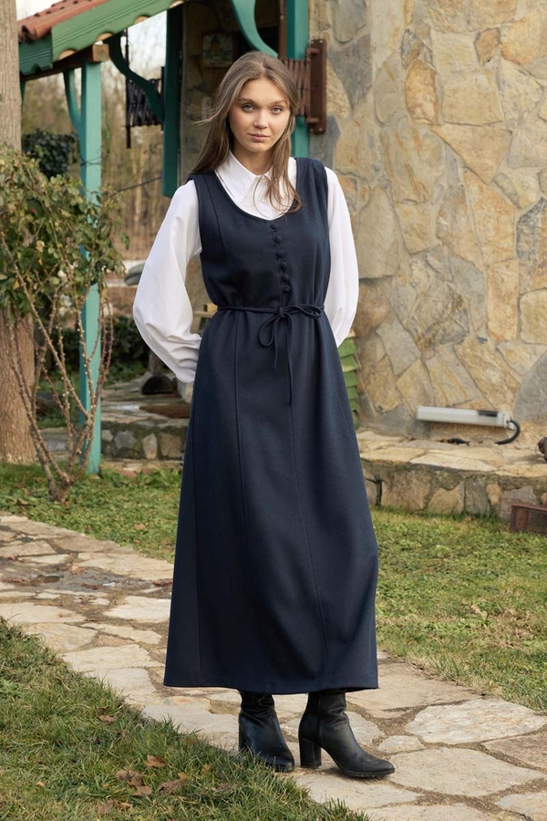 Round Neck Jumper Dress Navy