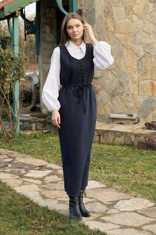 Round Neck Jumper Dress Navy - 5