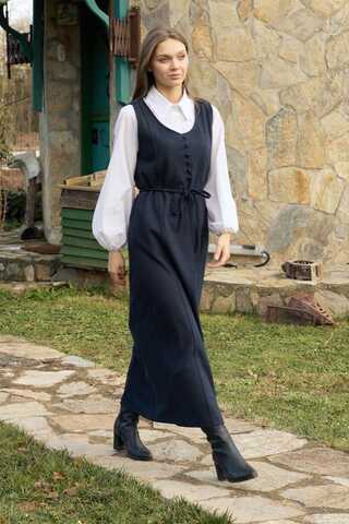 Round Neck Jumper Dress Navy - 6