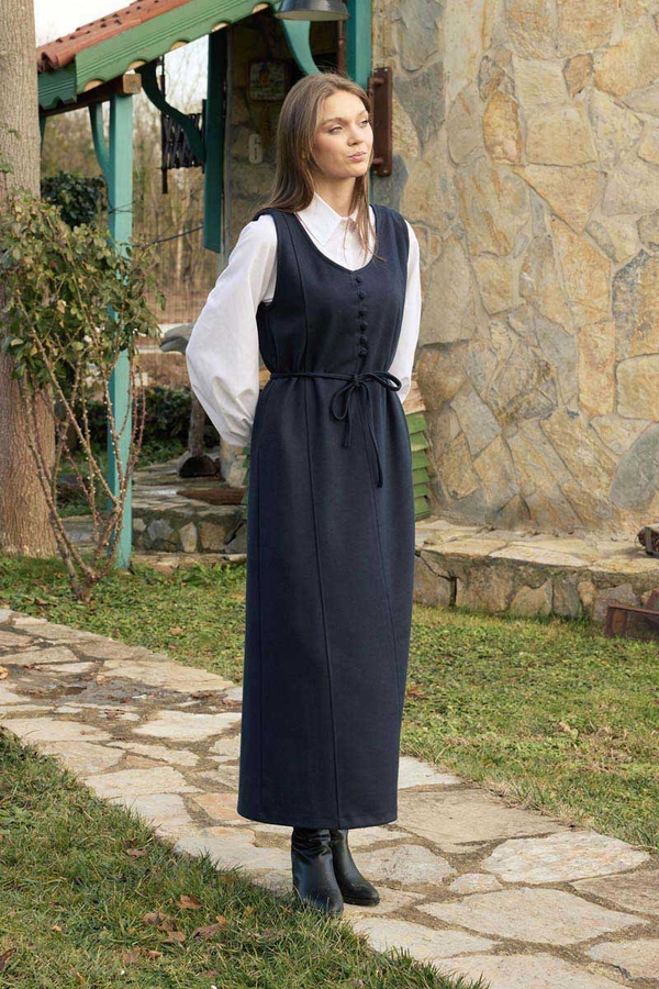 Round Neck Jumper Dress Navy - 7